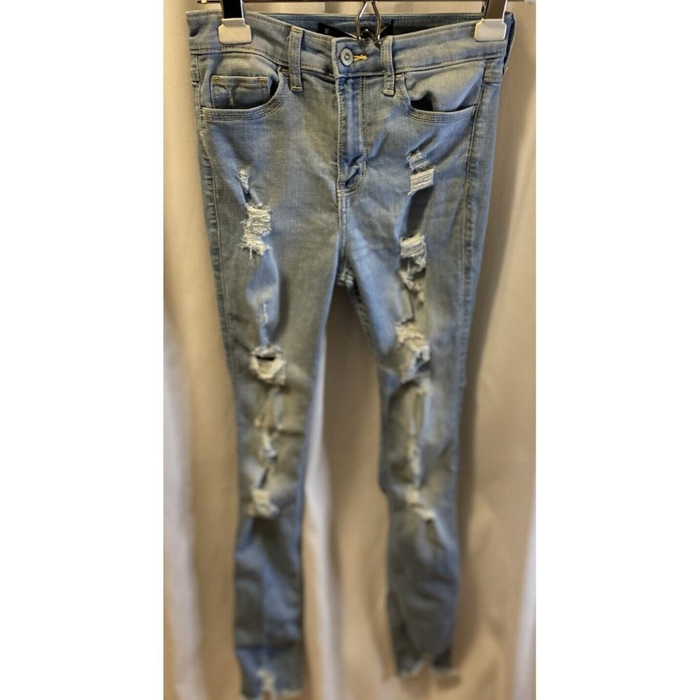 Hollister Jeans Womens Size 1 25X29 High Rise Super Skinny LightWash Distressed